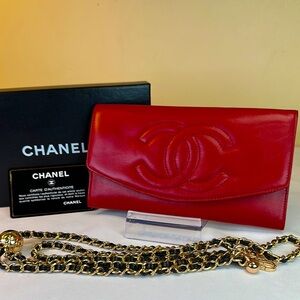 Chanel Red Leather Clutch